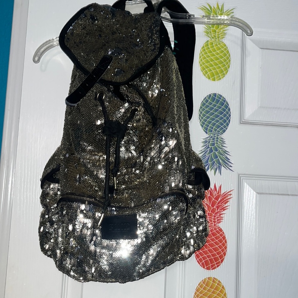 Silver glitter pink Victoria secret backpack